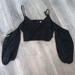 Black Off Shoulder Sleeve Crop Top Nordstrom